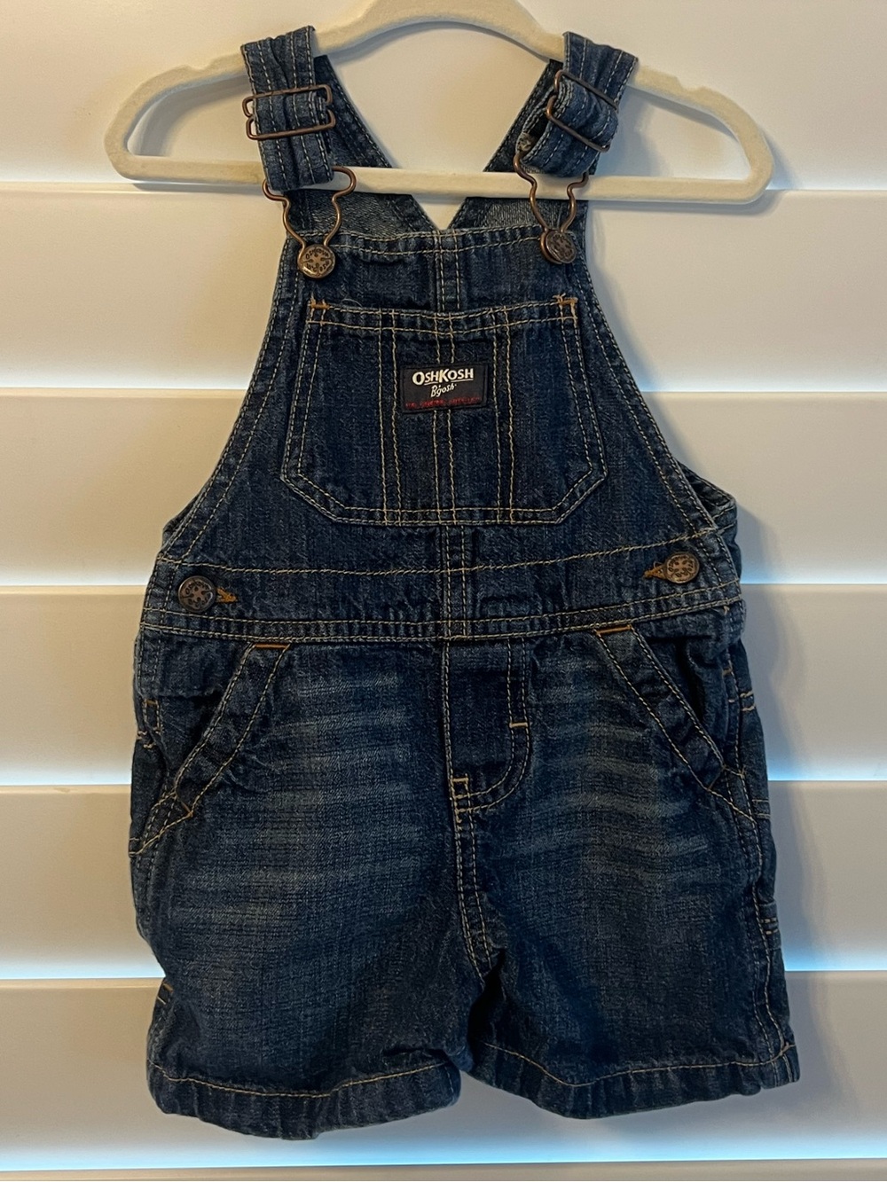OshKosh B'gosh Dark Blue Denim Short Overalls 12 months